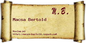 Macsa Bertold névjegykártya